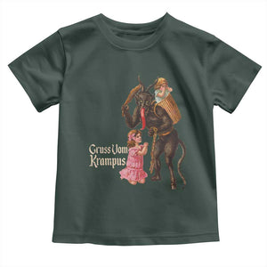 Christmas Creepy Krampus Toddler T Shirt Greetings From Gruss Vom Krampus TS11 Dark Forest Green Print Your Wear