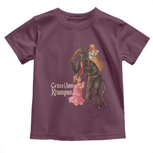 Christmas Creepy Krampus Toddler T Shirt Greetings From Gruss Vom Krampus TS11 Maroon Print Your Wear