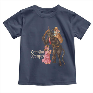 Christmas Creepy Krampus Toddler T Shirt Greetings From Gruss Vom Krampus TS11 Navy Print Your Wear