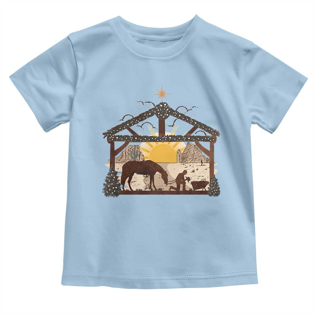 Christmas Western Baby Shirt True Story Jesus Cowboy Nativity Scene TS11 Light Blue Print Your Wear