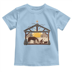 Christmas Western Baby Shirt True Story Jesus Cowboy Nativity Scene TS11 Light Blue Print Your Wear
