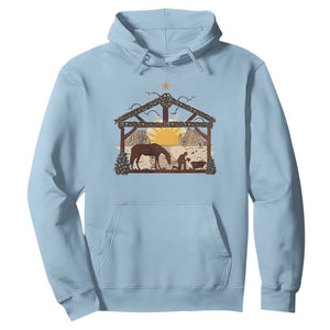 Christmas Western Hoodie True Story Jesus Cowboy Nativity Scene TS11 Light Blue Print Your Wear