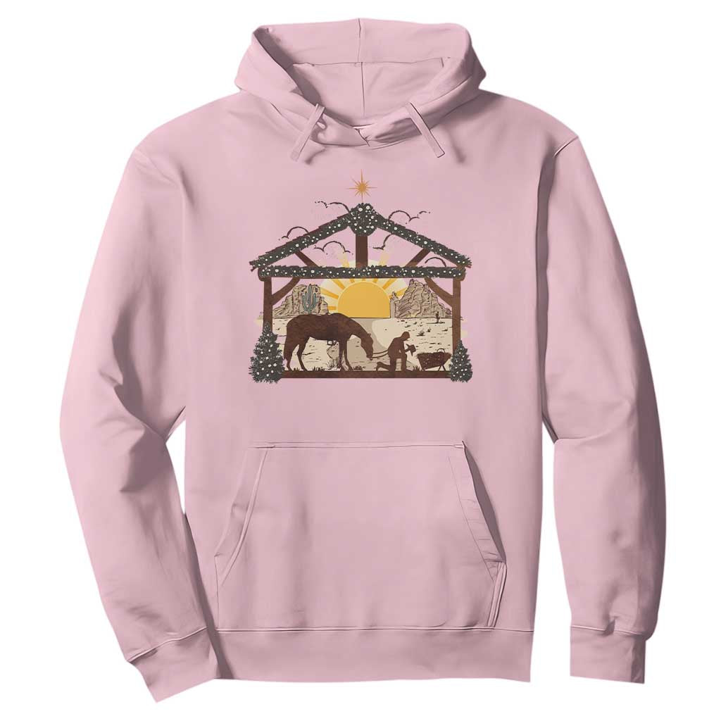 Christmas Western Hoodie True Story Jesus Cowboy Nativity Scene TS11 Light Pink Print Your Wear