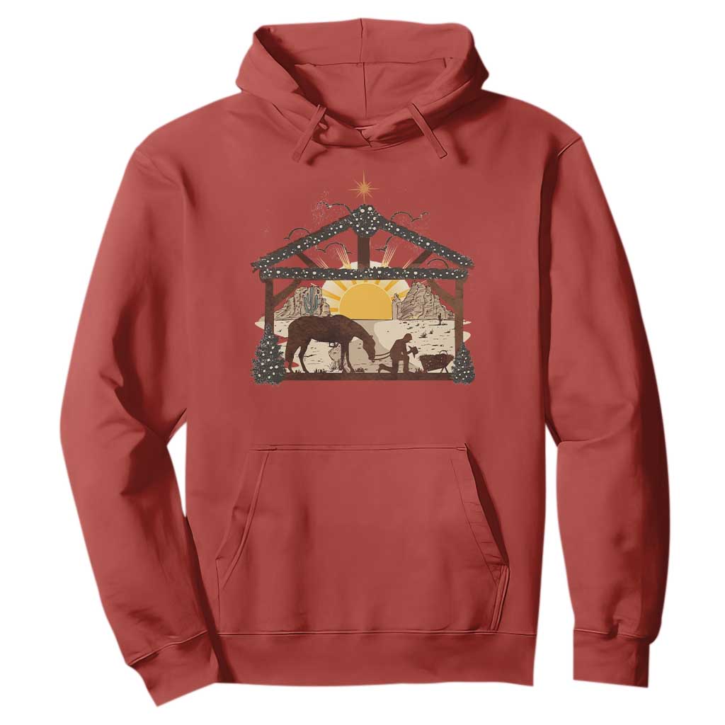 Christmas Western Hoodie True Story Jesus Cowboy Nativity Scene TS11 Red Print Your Wear