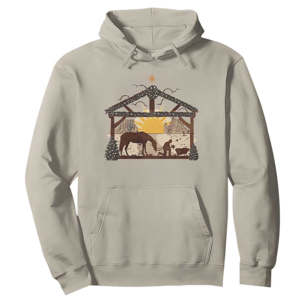Christmas Western Hoodie True Story Jesus Cowboy Nativity Scene TS11 Sand Print Your Wear