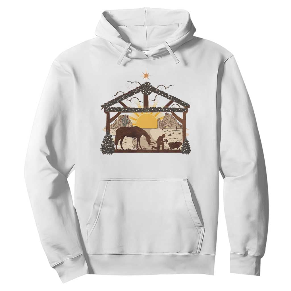 Christmas Western Hoodie True Story Jesus Cowboy Nativity Scene TS11 White Print Your Wear