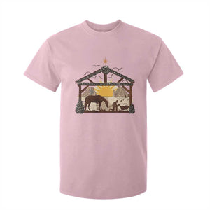 Christmas Western T Shirt For Kid True Story Jesus Cowboy Nativity Scene TS11 Light Pink Print Your Wear