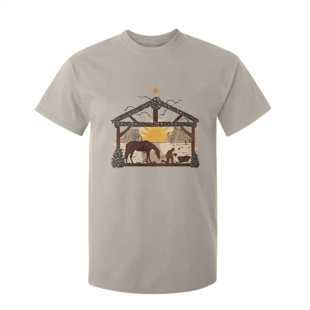 Christmas Western T Shirt For Kid True Story Jesus Cowboy Nativity Scene TS11 Sand Print Your Wear