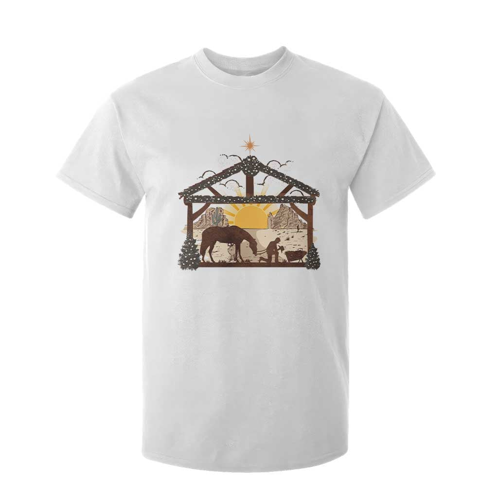 Christmas Western T Shirt For Kid True Story Jesus Cowboy Nativity Scene TS11 White Print Your Wear