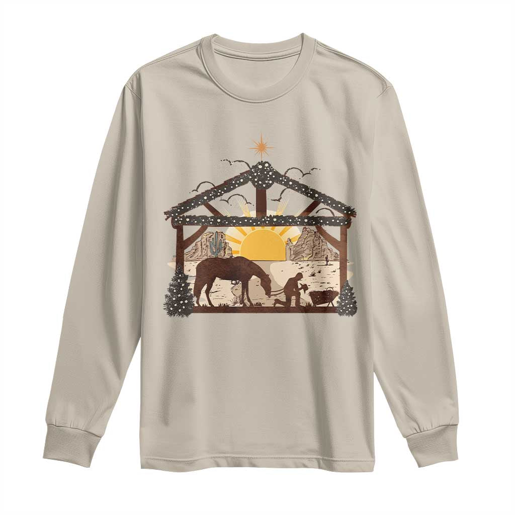 Christmas Western Long Sleeve Shirt True Story Jesus Cowboy Nativity Scene TS11 Sand Print Your Wear