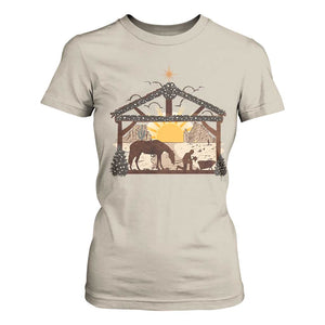 Christmas Western T Shirt For Women True Story Jesus Cowboy Nativity Scene TS11 Sand Print Your Wear
