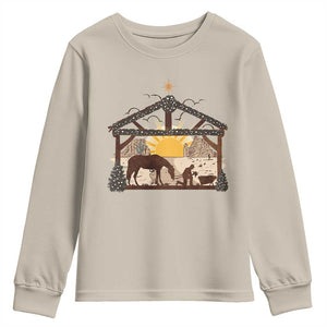 Christmas Western Youth Sweatshirt True Story Jesus Cowboy Nativity Scene TS11 Sand Print Your Wear