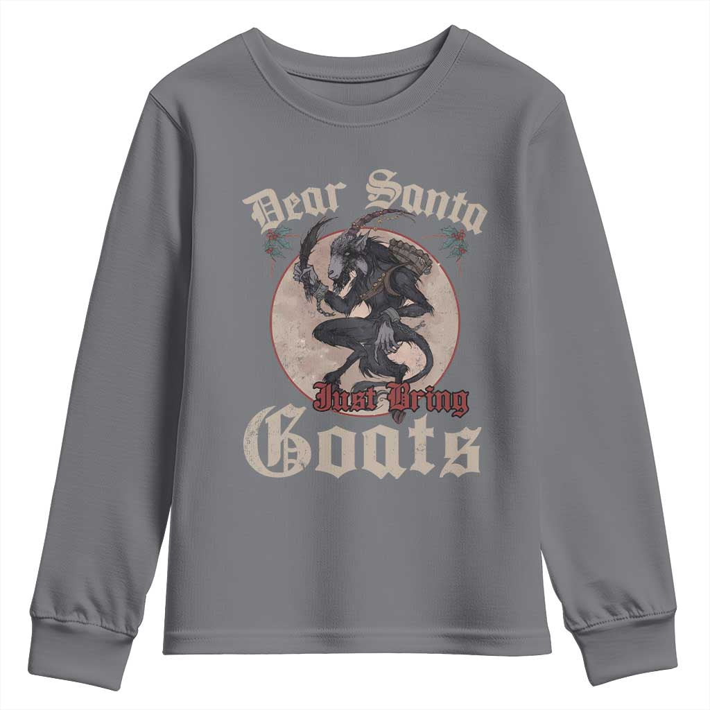 Funny Yule Christmas Youth Sweatshirt Dear Santa Just Bring Goats Krampus TS11 Charcoal Print Your Wear