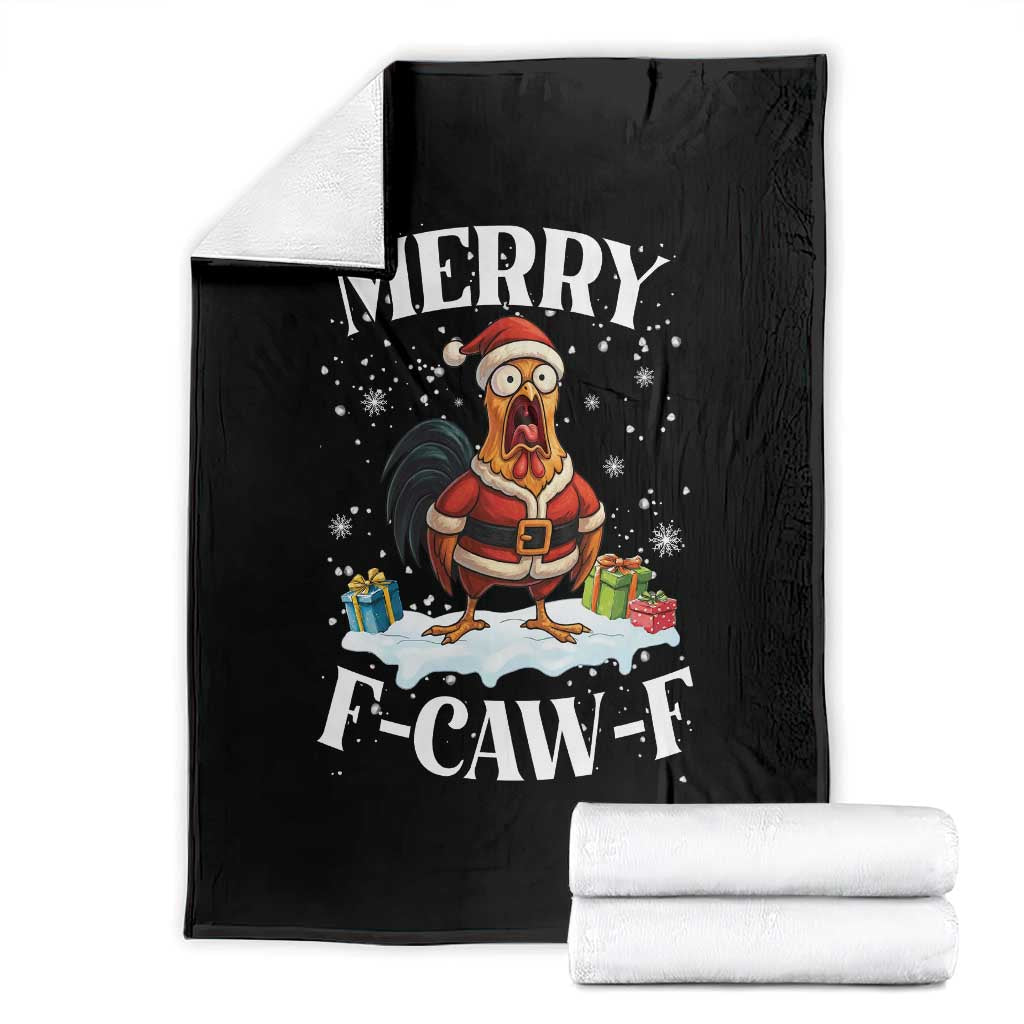 Funny F Caw F Chicken Christmas Throw Blanket Merry F Caw F Quote Holiday TS11 Black Print Your Wear