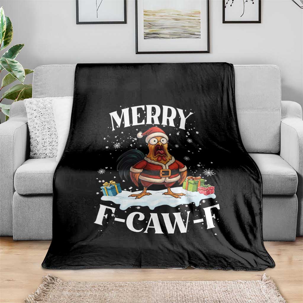 Funny F Caw F Chicken Christmas Throw Blanket Merry F Caw F Quote Holiday TS11 Print Your Wear