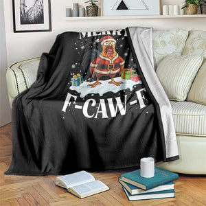 Funny F Caw F Chicken Christmas Throw Blanket Merry F Caw F Quote Holiday TS11 Print Your Wear