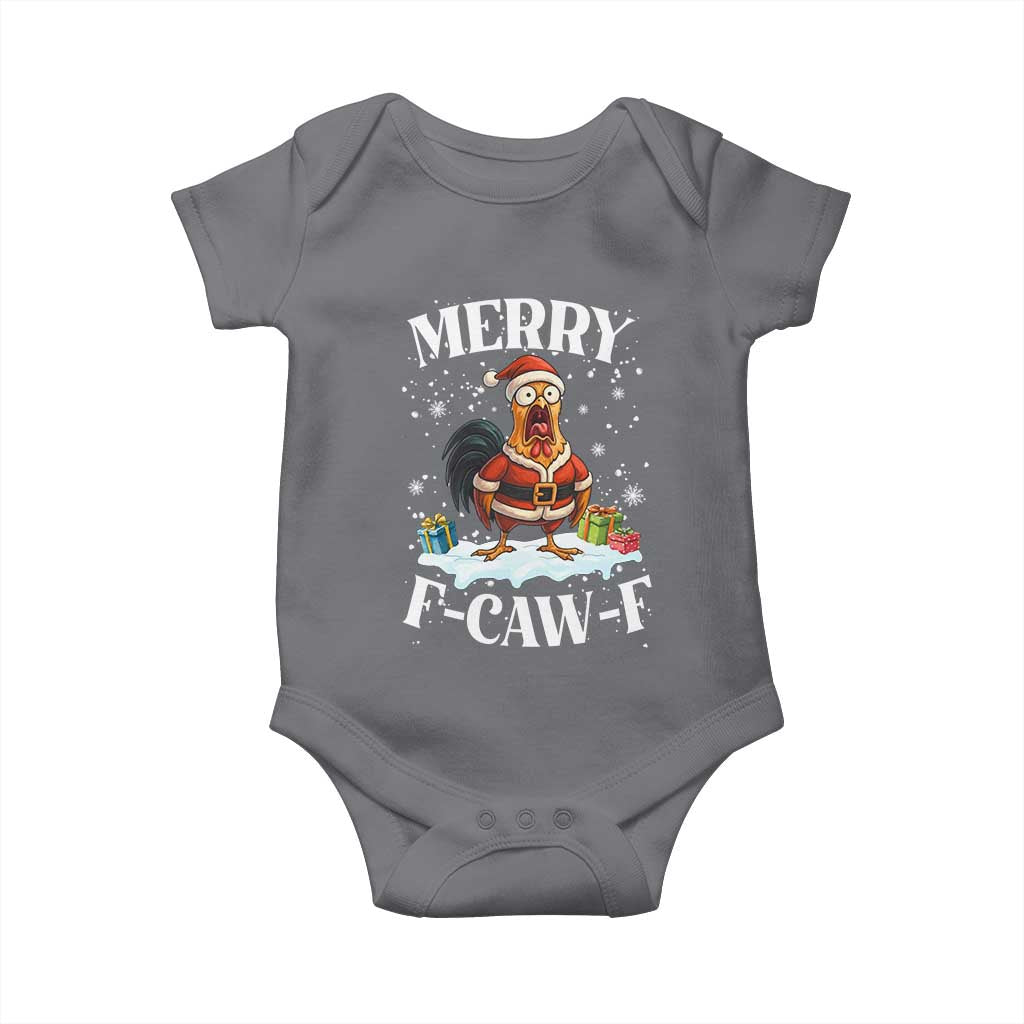 Funny F Caw F Chicken Christmas Baby Onesie Merry F Caw F Quote Holiday TS11 Charcoal Print Your Wear