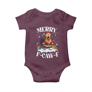 Funny F Caw F Chicken Christmas Baby Onesie Merry F Caw F Quote Holiday TS11 Maroon Print Your Wear