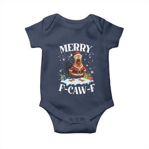 Funny F Caw F Chicken Christmas Baby Onesie Merry F Caw F Quote Holiday TS11 Navy Print Your Wear