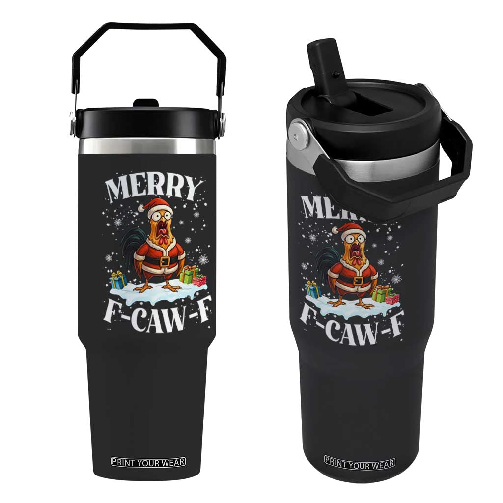 Funny F Caw F Chicken Christmas Flip Straw Tumbler Merry F Caw F Quote Holiday TS11 One Size: 30 oz Black Print Your Wear