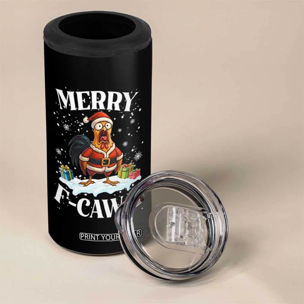Funny F Caw F Chicken Christmas 4 in 1 Can Cooler Tumbler Merry F Caw F Quote Holiday TS11 Print Your Wear