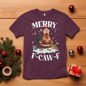 Funny F Caw F Chicken Christmas T Shirt Merry F Caw F Quote Holiday TS11 Maroon Print Your Wear