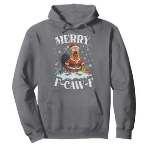 Funny F Caw F Chicken Christmas Hoodie Merry F Caw F Quote Holiday TS11 Charcoal Print Your Wear