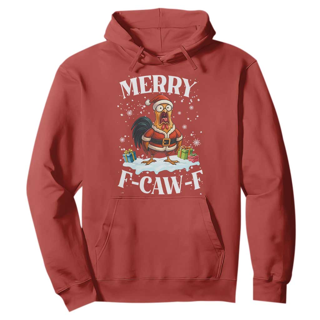 Funny F Caw F Chicken Christmas Hoodie Merry F Caw F Quote Holiday TS11 Red Print Your Wear