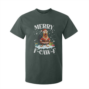 Funny F Caw F Chicken Christmas T Shirt For Kid Merry F Caw F Quote Holiday TS11 Dark Forest Green Print Your Wear