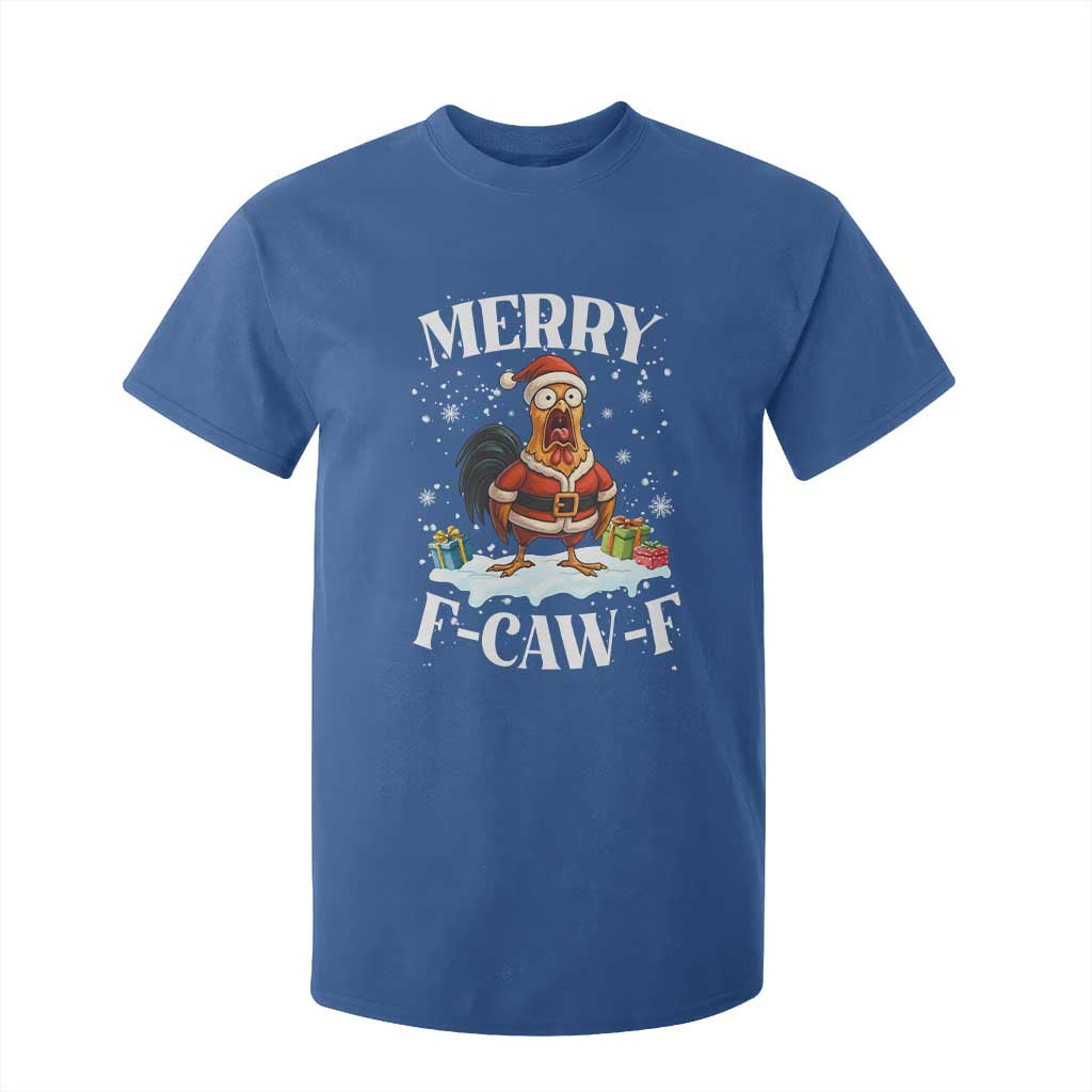 Funny F Caw F Chicken Christmas T Shirt For Kid Merry F Caw F Quote Holiday TS11 Royal Blue Print Your Wear