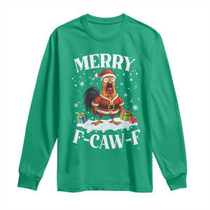 Funny F Caw F Chicken Christmas Long Sleeve Shirt Merry F Caw F Quote Holiday TS11 Irish Green Print Your Wear