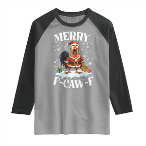 Funny F Caw F Chicken Christmas Raglan Shirt Merry F Caw F Quote Holiday TS11 Sport Gray Black Print Your Wear