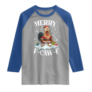 Funny F Caw F Chicken Christmas Raglan Shirt Merry F Caw F Quote Holiday TS11 Sport Gray Royal Print Your Wear