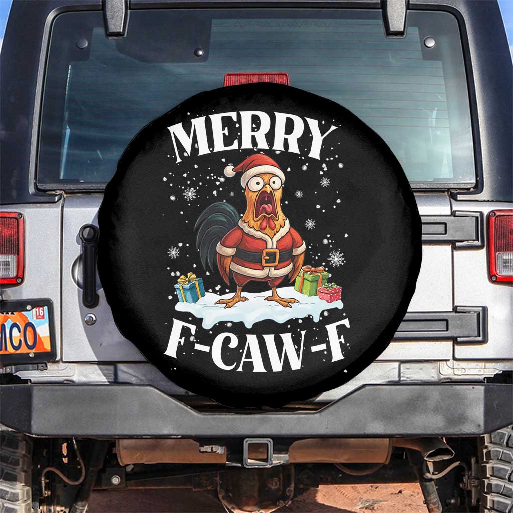 Funny F Caw F Chicken Christmas Spare Tire Cover Merry F Caw F Quote Holiday TS11 No hole Black Print Your Wear