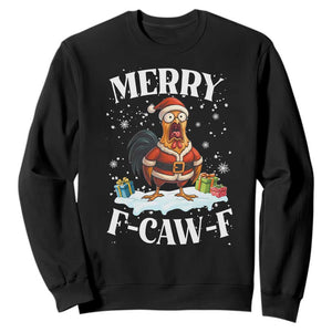 Funny F Caw F Chicken Christmas Sweatshirt Merry F Caw F Quote Holiday TS11 Black Print Your Wear