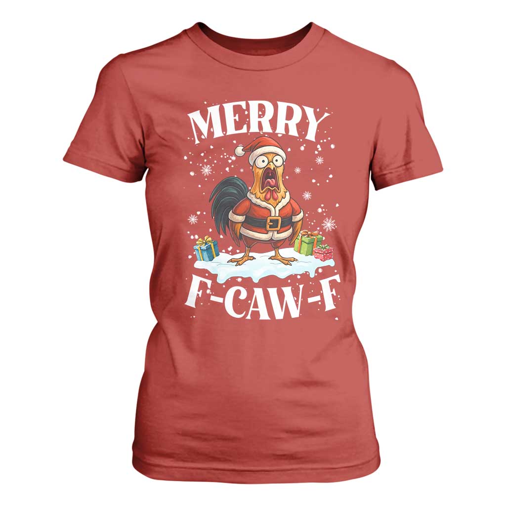 Funny F Caw F Chicken Christmas T Shirt For Women Merry F Caw F Quote Holiday TS11 Red Print Your Wear