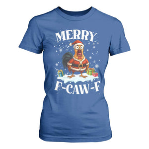 Funny F Caw F Chicken Christmas T Shirt For Women Merry F Caw F Quote Holiday TS11 Royal Blue Print Your Wear