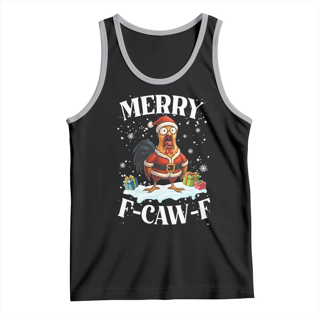 Funny F Caw F Chicken Christmas Tank Top Merry F Caw F Quote Holiday TS11 Black Athletic Heather Print Your Wear