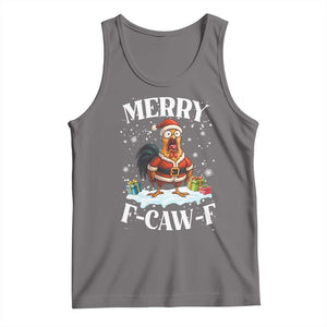 Funny F Caw F Chicken Christmas Tank Top Merry F Caw F Quote Holiday TS11 Deep Heather Print Your Wear