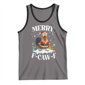 Funny F Caw F Chicken Christmas Tank Top Merry F Caw F Quote Holiday TS11 Deep Heather Black Print Your Wear