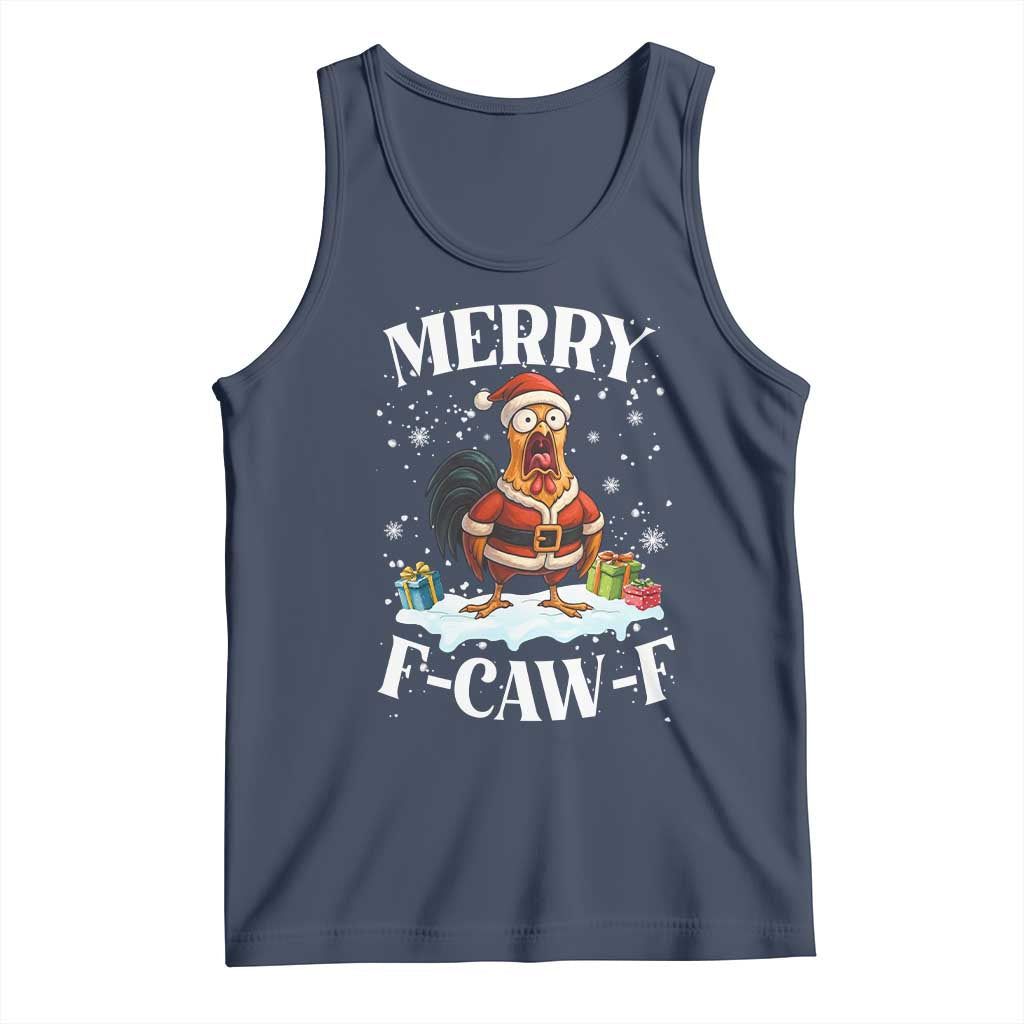 Funny F Caw F Chicken Christmas Tank Top Merry F Caw F Quote Holiday TS11 Navy Print Your Wear