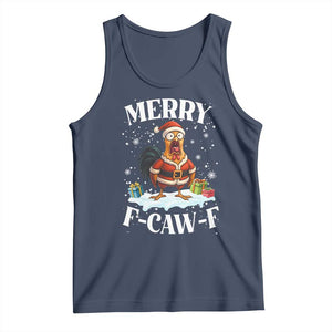 Funny F Caw F Chicken Christmas Tank Top Merry F Caw F Quote Holiday TS11 Navy Print Your Wear