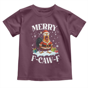 Funny F Caw F Chicken Christmas Toddler T Shirt Merry F Caw F Quote Holiday TS11 Maroon Print Your Wear