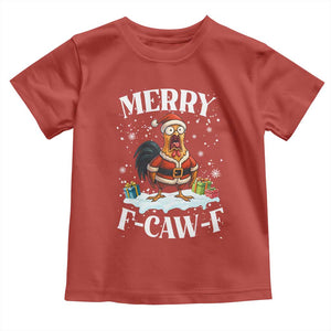 Funny F Caw F Chicken Christmas Toddler T Shirt Merry F Caw F Quote Holiday TS11 Red Print Your Wear
