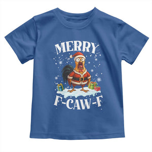 Funny F Caw F Chicken Christmas Toddler T Shirt Merry F Caw F Quote Holiday TS11 Royal Blue Print Your Wear