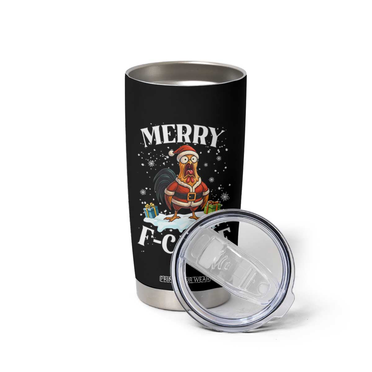 Funny F Caw F Chicken Christmas Tumbler Cup Merry F Caw F Quote Holiday TS11 Print Your Wear