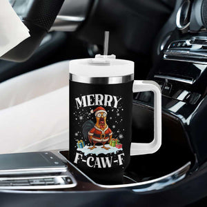 Funny F Caw F Chicken Christmas Tumbler With Handle Merry F Caw F Quote Holiday TS11 Print Your Wear
