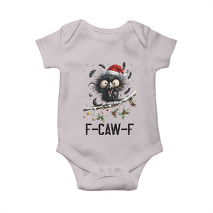 Funny F Caw F Christmas Crow Baby Onesie Santa Raven Xmas Holiday Snowflake TS11 Ice Gray Print Your Wear