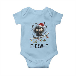 Funny F Caw F Christmas Crow Baby Onesie Santa Raven Xmas Holiday Snowflake TS11 Light Blue Print Your Wear