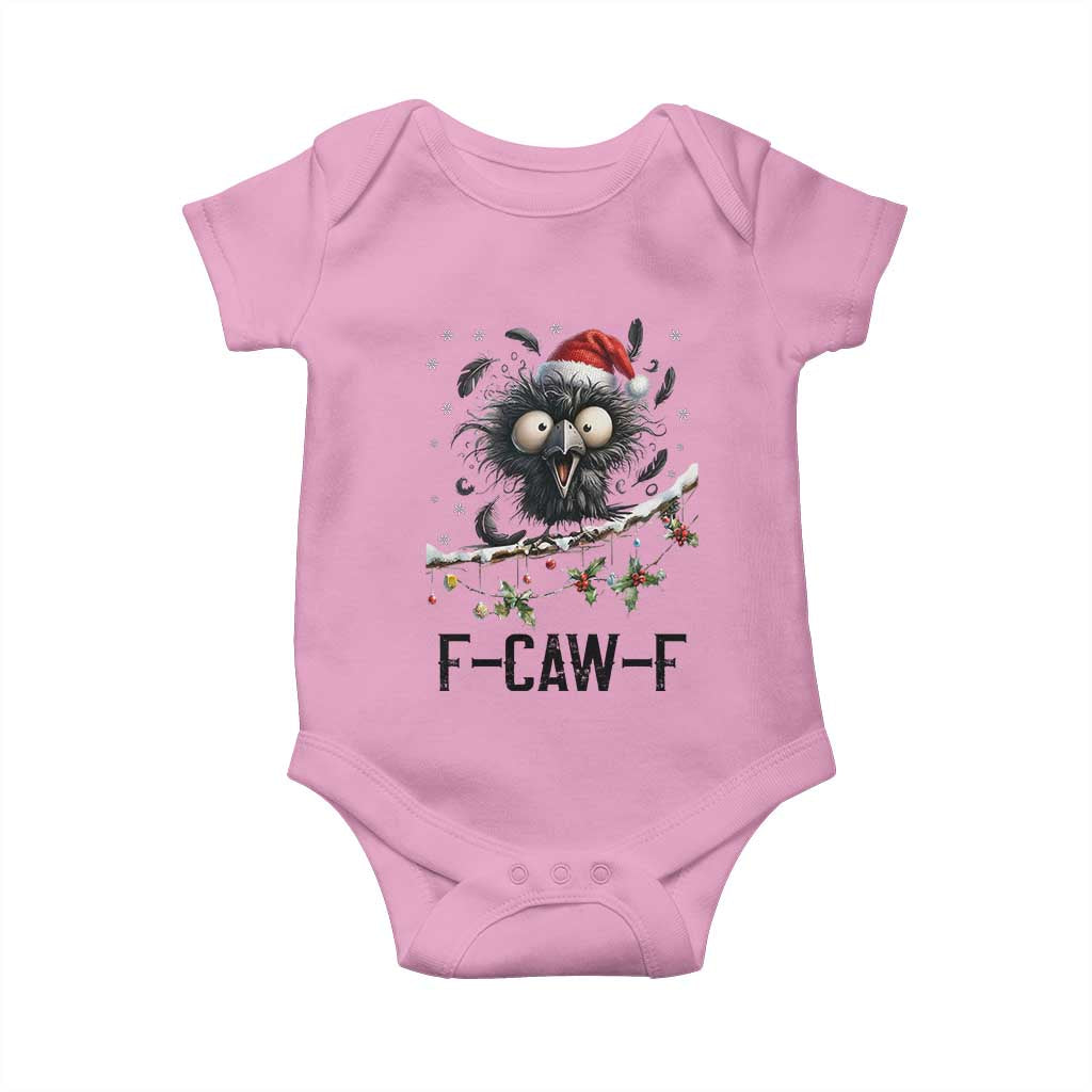 Funny F Caw F Christmas Crow Baby Onesie Santa Raven Xmas Holiday Snowflake TS11 Light Pink Print Your Wear